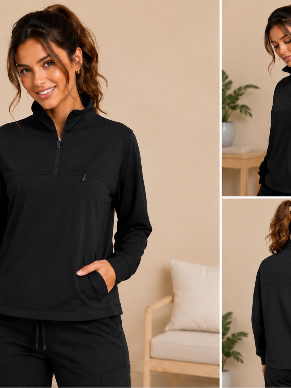 White Cross Black Quarter-Zip Pullover Hoodie